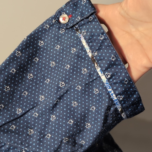 Au Noir Navy Blue Button Front Shirt Short Sleeve - Picture 4 of 11